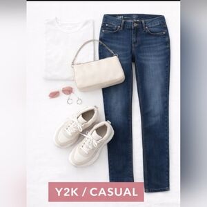 LOFT Modern Slim Jeans – Size 10P Petite – Dark Wash Mid-Rise Straight Leg